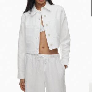 NWT Aritzia Wilfred color white Little Cropped Linen Jacket